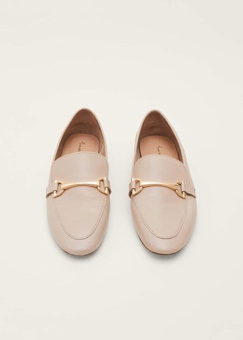 Phase Eight T-Bar Leather Flats Cream USA | 5934176-VI